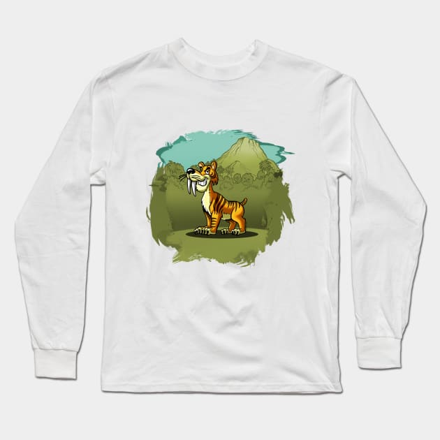 Smilodon cartoon Long Sleeve T-Shirt by Mauro_t_shirts